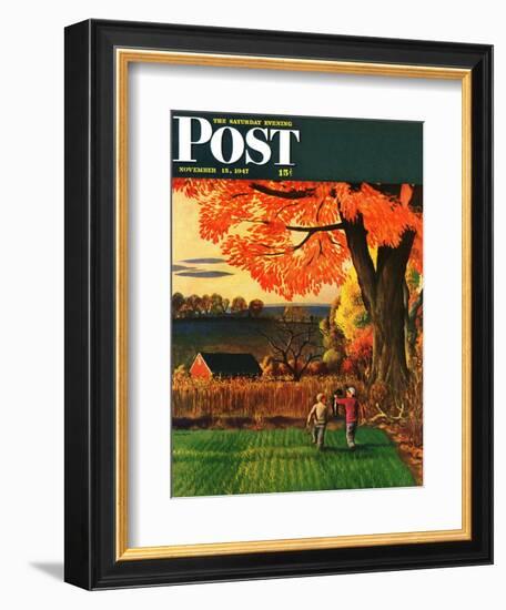 "Bringing Home the Skunk," Saturday Evening Post Cover, November 15, 1947-John Falter-Framed Giclee Print