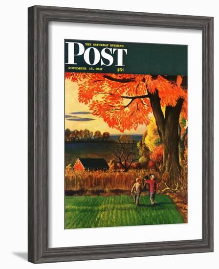 "Bringing Home the Skunk," Saturday Evening Post Cover, November 15, 1947-John Falter-Framed Giclee Print