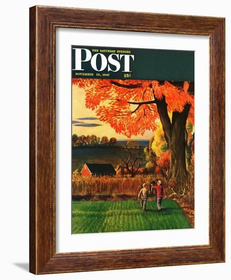 "Bringing Home the Skunk," Saturday Evening Post Cover, November 15, 1947-John Falter-Framed Giclee Print