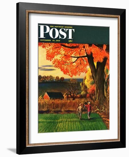 "Bringing Home the Skunk," Saturday Evening Post Cover, November 15, 1947-John Falter-Framed Giclee Print