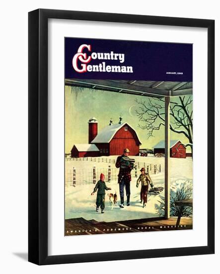 "Bringing in Firewood," Country Gentleman Cover, January 1, 1948-Francesco Delle Donne-Framed Giclee Print