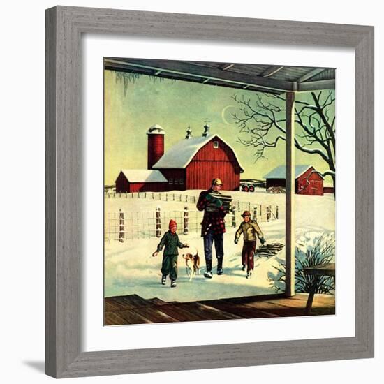 "Bringing in Firewood,"January 1, 1948-Francesco Delle Donne-Framed Giclee Print