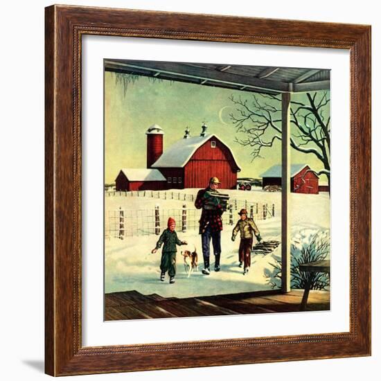 "Bringing in Firewood,"January 1, 1948-Francesco Delle Donne-Framed Giclee Print