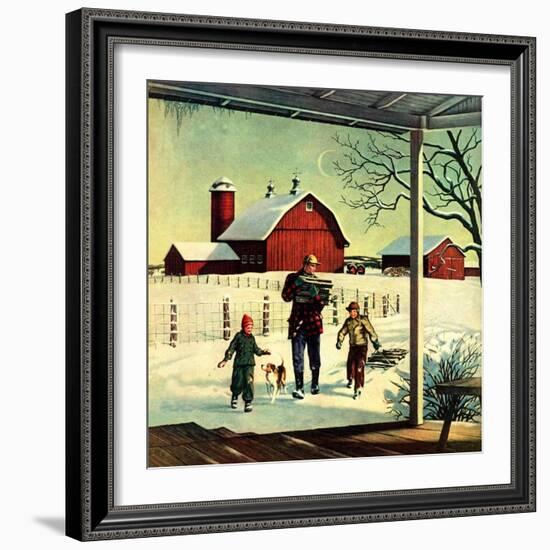 "Bringing in Firewood,"January 1, 1948-Francesco Delle Donne-Framed Giclee Print