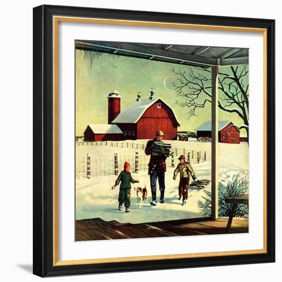 "Bringing in Firewood,"January 1, 1948-Francesco Delle Donne-Framed Giclee Print