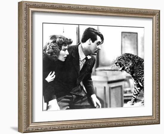 Bringing Up Baby, Katharine Hepburn, Cary Grant, Baby The Leopard, 1938-null-Framed Photo