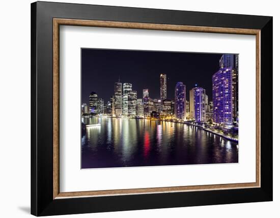 Brisbane Cityscape by Night-David Bostock-Framed Photographic Print