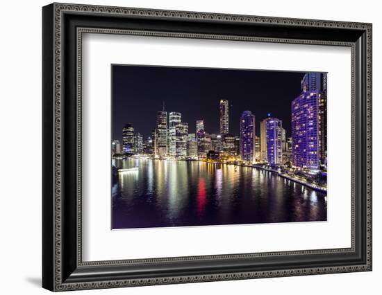 Brisbane Cityscape by Night-David Bostock-Framed Photographic Print