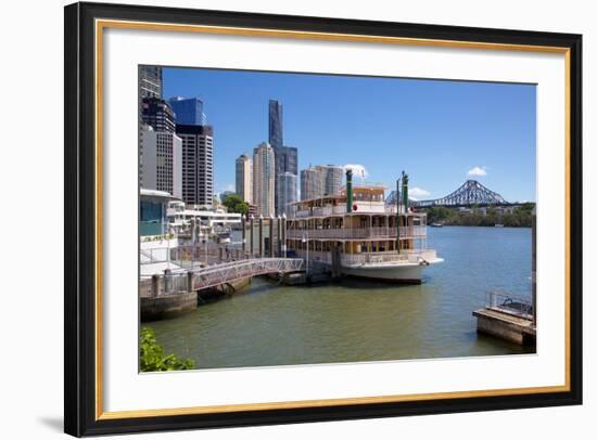 Brisbane River, Story Bridge and City Reach Boardwalk, Brisbane, Queensland, Australia, Oceania-Frank Fell-Framed Photographic Print