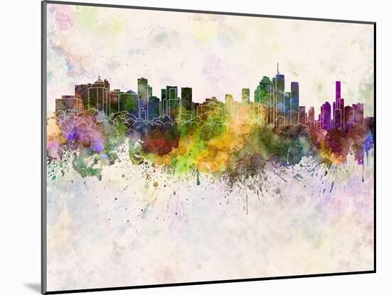 Brisbane Skyline in Watercolor Background-paulrommer-Mounted Art Print