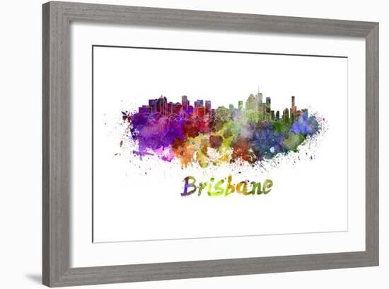 Brisbane Skyline in Watercolor-paulrommer-Framed Art Print