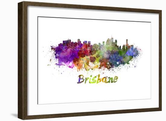 Brisbane Skyline in Watercolor-paulrommer-Framed Art Print
