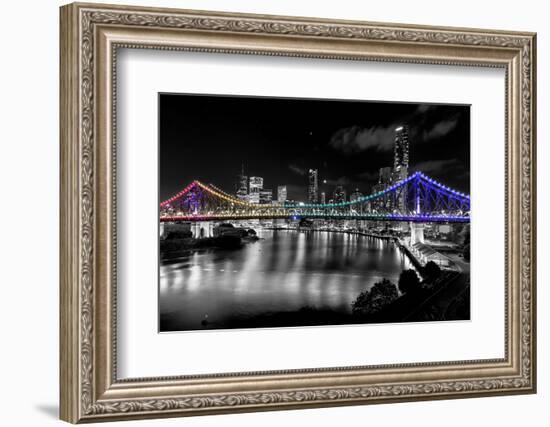 Brisbane Story Bridge by Night-David Bostock-Framed Photographic Print