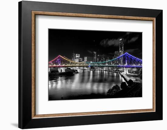 Brisbane Story Bridge by Night-David Bostock-Framed Photographic Print