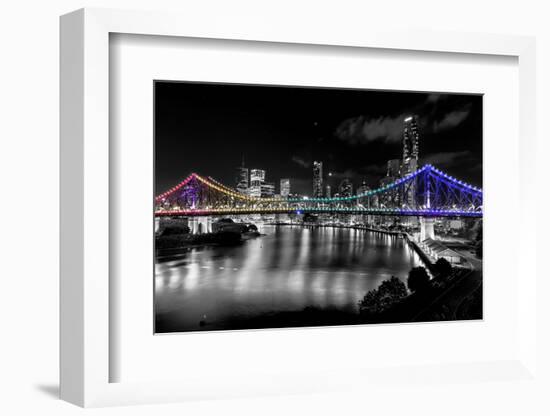 Brisbane Story Bridge by Night-David Bostock-Framed Photographic Print