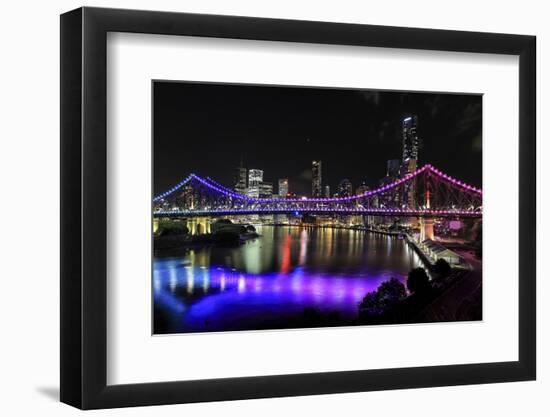 Brisbane Story Bridge by Night-David Bostock-Framed Photographic Print