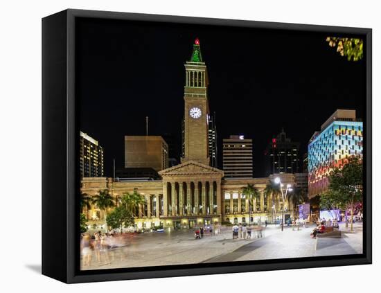 Brisbane Town Council Building Illuminated at Night, Long Exposure, Brisbane, Queensland, Australia-Noelia Ramon-Framed Premier Image Canvas