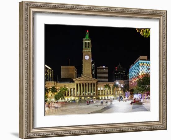 Brisbane Town Council Building Illuminated at Night, Long Exposure, Brisbane, Queensland, Australia-Noelia Ramon-Framed Photographic Print