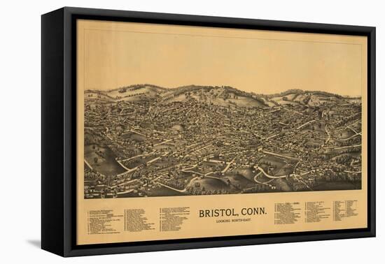 Bristol, Connecticut - Panoramic Map-Lantern Press-Framed Stretched Canvas