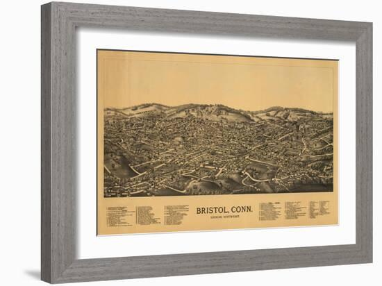 Bristol, Connecticut - Panoramic Map-Lantern Press-Framed Art Print