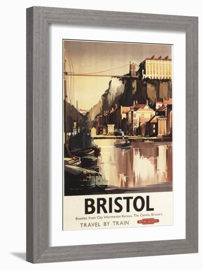 Bristol, England - Clifton Suspension Bridge and Boats British Rail Poster-Lantern Press-Framed Art Print