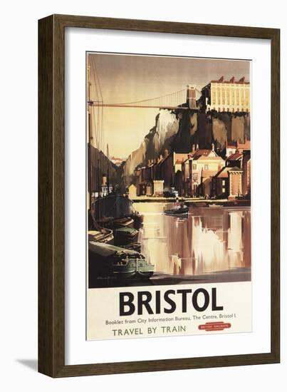 Bristol, England - Clifton Suspension Bridge and Boats British Rail Poster-Lantern Press-Framed Art Print