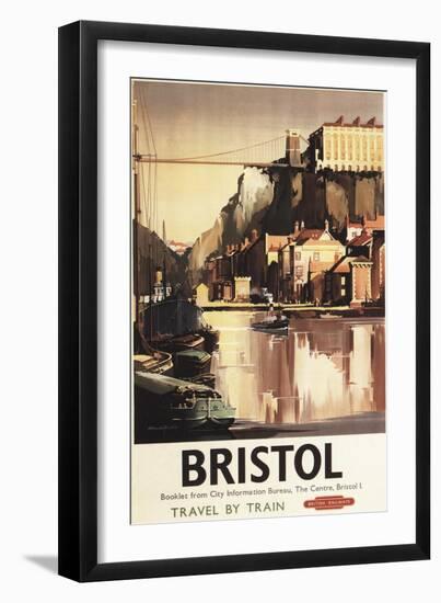 Bristol, England - Clifton Suspension Bridge and Boats British Rail Poster-Lantern Press-Framed Art Print
