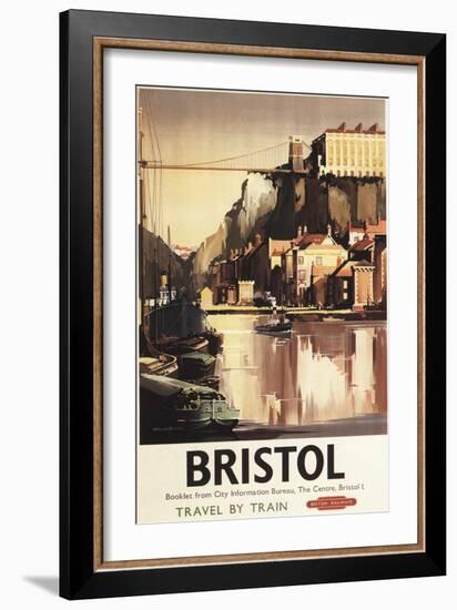 Bristol, England - Clifton Suspension Bridge and Boats British Rail Poster-Lantern Press-Framed Art Print