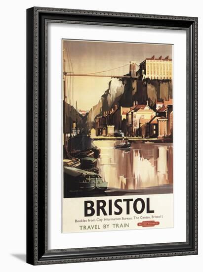 Bristol, England - Clifton Suspension Bridge and Boats British Rail Poster-Lantern Press-Framed Art Print