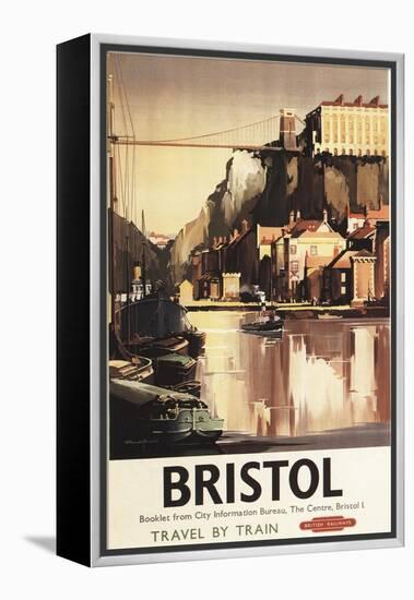 Bristol, England - Clifton Suspension Bridge and Boats British Rail Poster-Lantern Press-Framed Stretched Canvas