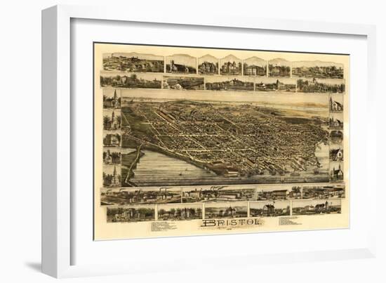 Bristol, Rhode Island - Panoramic Map-Lantern Press-Framed Art Print