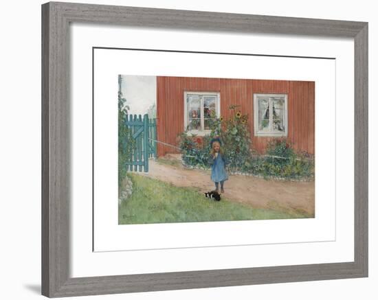 Brita a Cat and a Sandwich-Carl Larsson-Framed Premium Giclee Print