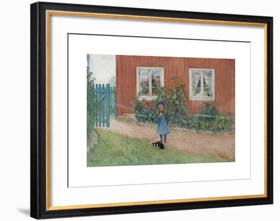 Brita a Cat and a Sandwich-Carl Larsson-Framed Premium Giclee Print