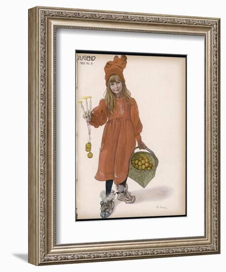 Brita with Candles and Apples-Carl Larsson-Framed Photographic Print