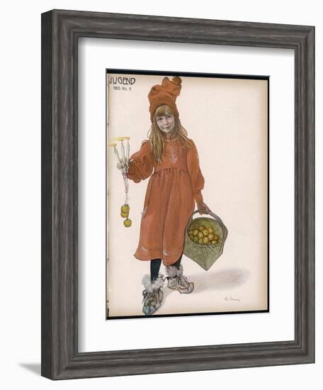 Brita with Candles and Apples-Carl Larsson-Framed Photographic Print