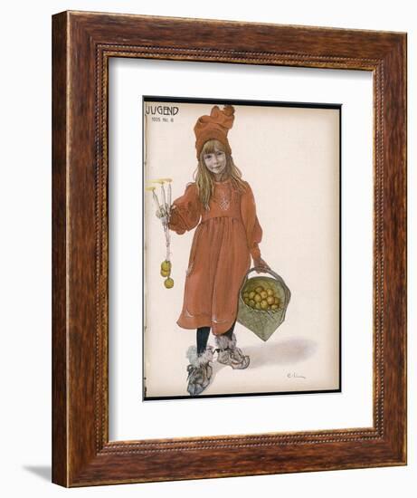 Brita with Candles and Apples-Carl Larsson-Framed Photographic Print