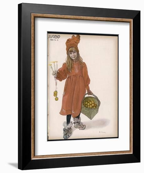 Brita with Candles and Apples-Carl Larsson-Framed Photographic Print