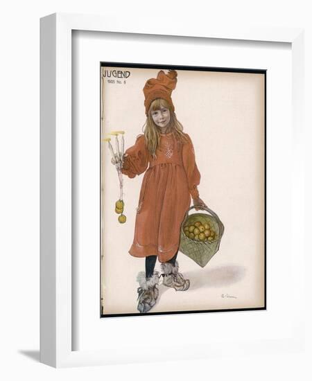 Brita with Candles and Apples-Carl Larsson-Framed Photographic Print