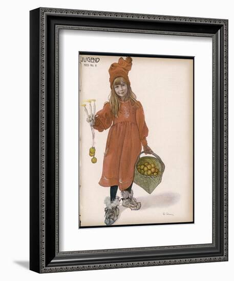 Brita with Candles and Apples-Carl Larsson-Framed Photographic Print