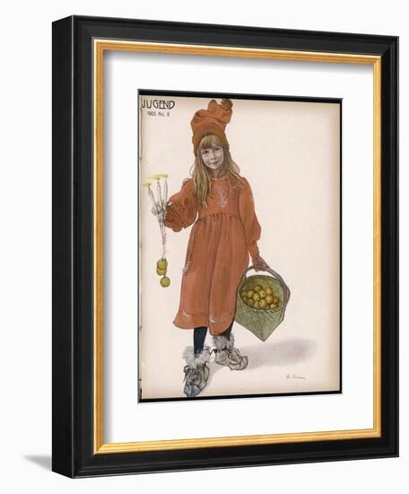 Brita with Candles and Apples-Carl Larsson-Framed Photographic Print