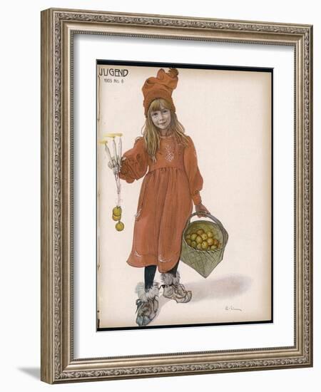 Brita with Candles and Apples-Carl Larsson-Framed Photographic Print