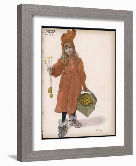 Brita with Candles and Apples-Carl Larsson-Framed Photographic Print