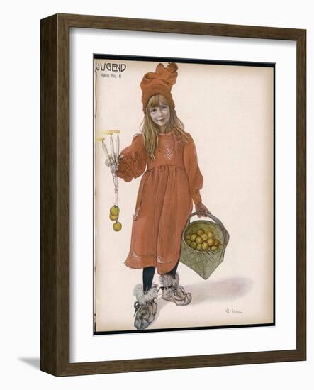 Brita with Candles and Apples-Carl Larsson-Framed Photographic Print