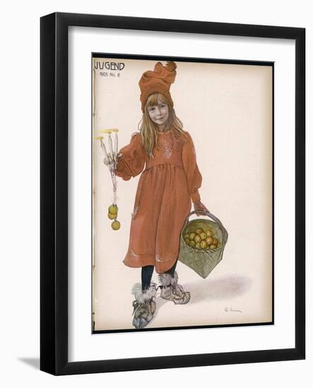 Brita with Candles and Apples-Carl Larsson-Framed Photographic Print