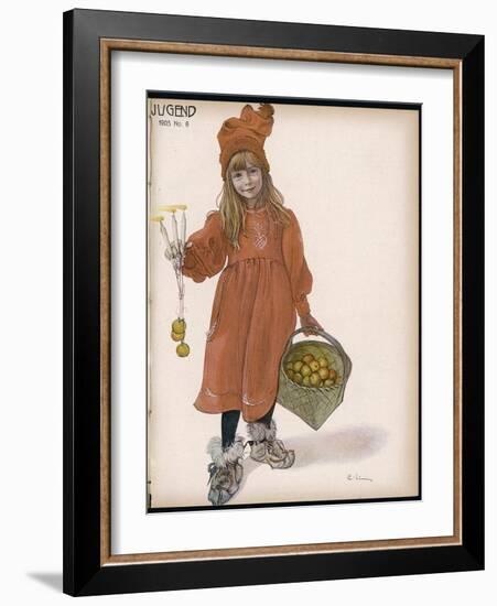 Brita with Candles and Apples-Carl Larsson-Framed Photographic Print