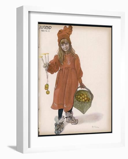 Brita with Candles and Apples-Carl Larsson-Framed Photographic Print