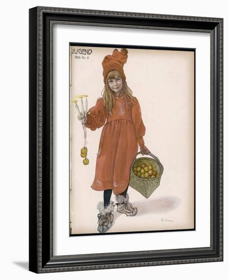 Brita with Candles and Apples-Carl Larsson-Framed Photographic Print