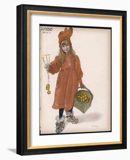 Brita with Candles and Apples-Carl Larsson-Framed Photographic Print