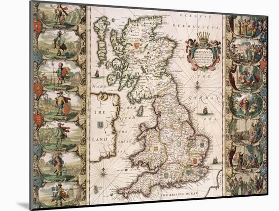 Britain as It Was Devided in the Tyme of the Englishe Saxons, 1616-John Speed-Mounted Giclee Print