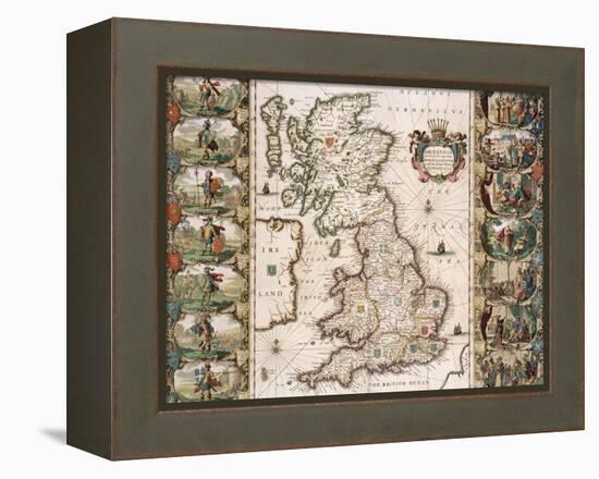 Britain as It Was Devided in the Tyme of the Englishe Saxons, 1616-John Speed-Framed Premier Image Canvas